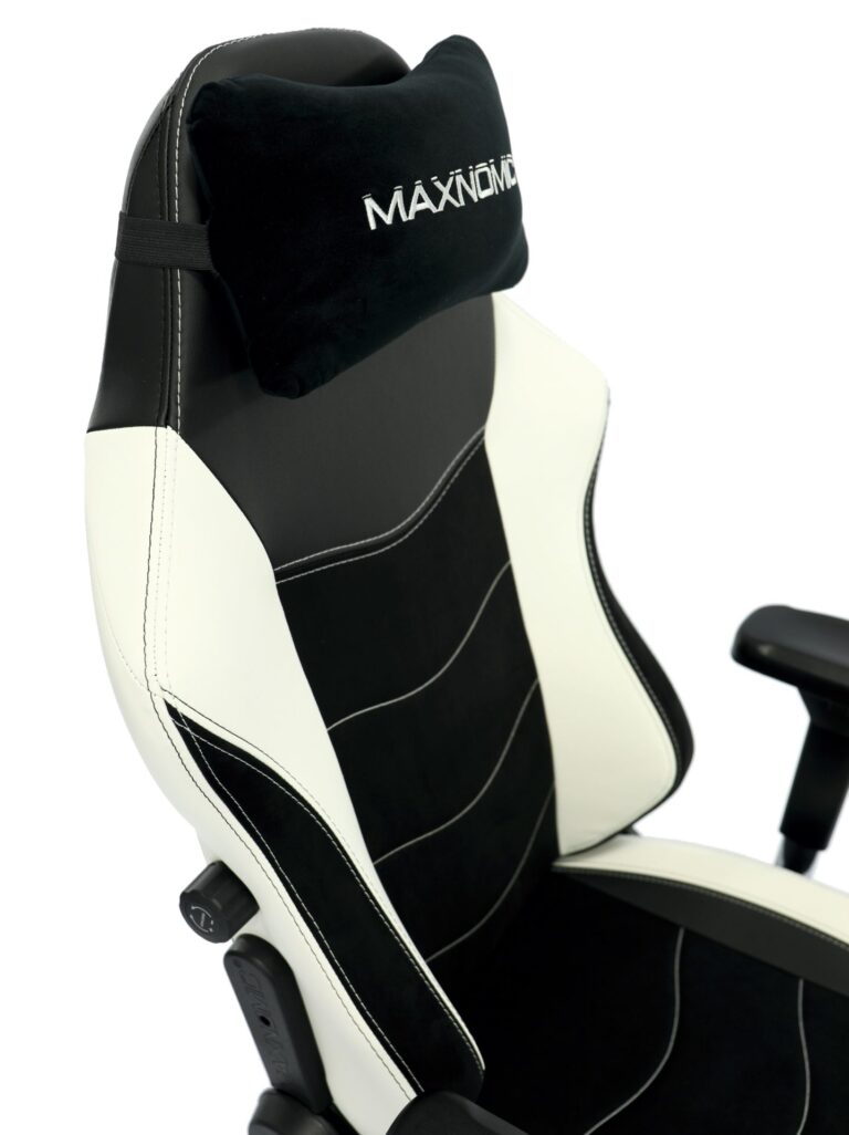Backrest of the Maxnomic® Leader Executive Edition White with headrest cushion.