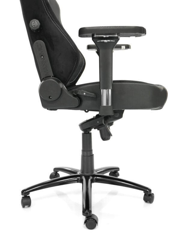 Side view of the Maxnomic® ERGOCEPTOR OFC Slightly Silver with armrests, base and tilt mechanism.