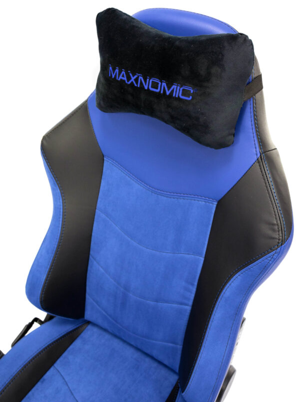 Backrest of the Maxnomic® Leader Executive Edition Blue with headrest cushion.