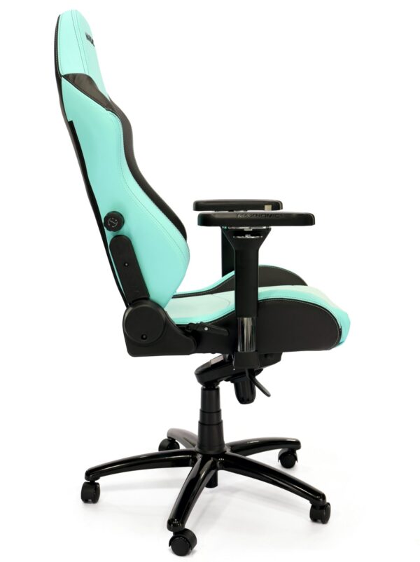 Side view of the Maxnomic® Dominator Executive Edition Light Green with rotary knob for integrated lumbar support.