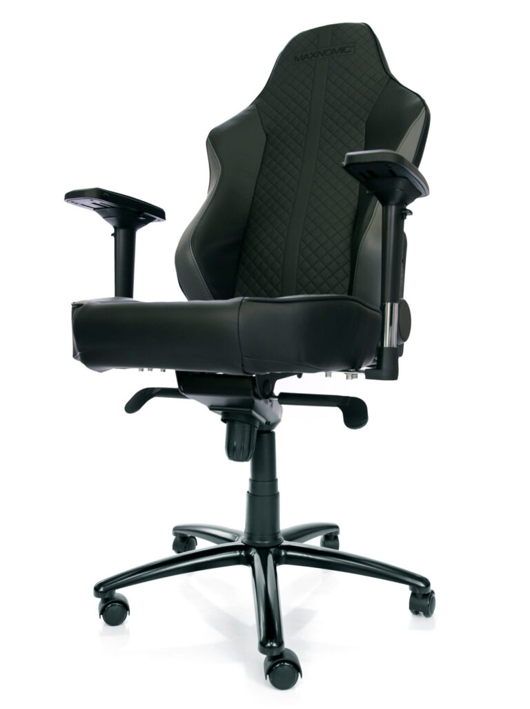 Office chair model Classic OFC by Maxnomic® - Black office chair with diamond pattern embroidered on the seat and backrest.