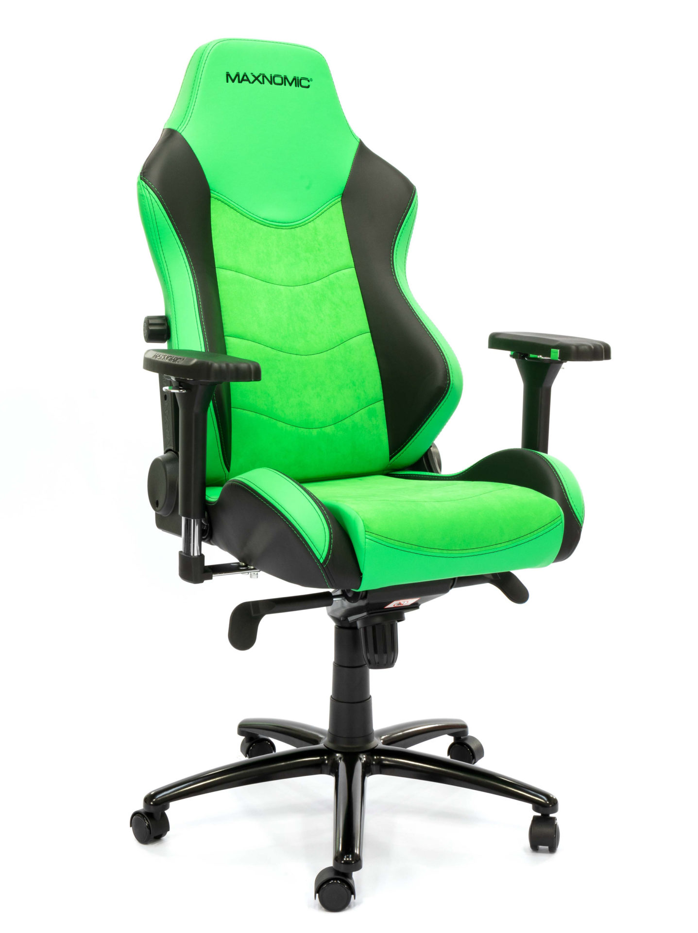 Bürostuhl Modell: Dominator Executive Edition Grün von Maxnomic® - Grüner Bürostuhl mit Mikrofaser- und Kunstlederbezug und integrierter Lordosenstütze.