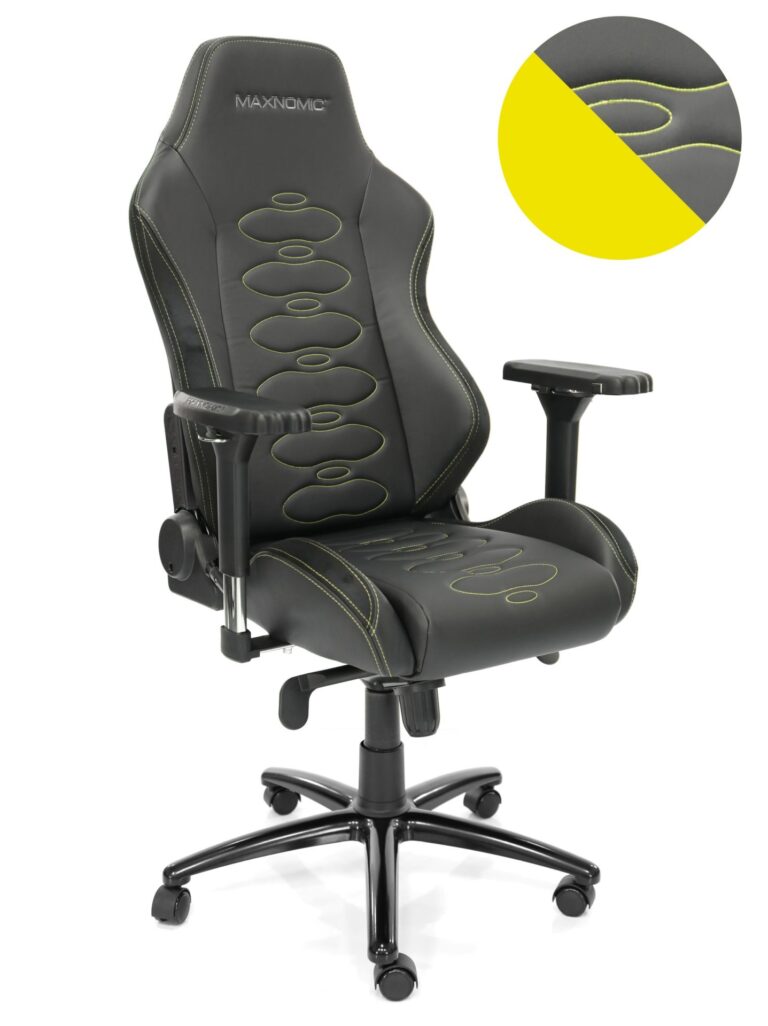 Yellow leather store desk chair