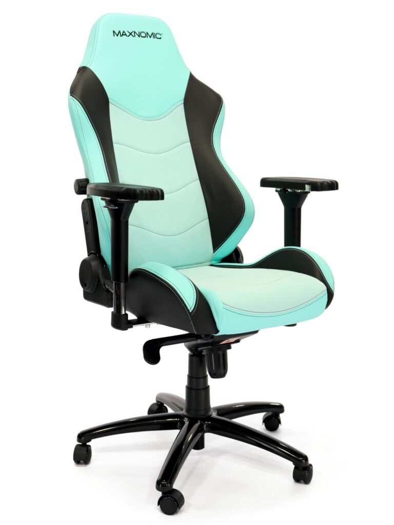 Office chair model: Dominator Executive Edition in Light Green by Maxnomic® - Pastel green office chair with microfiber and faux leather upholstery.